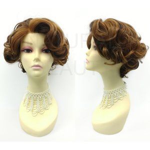 Auburn Brown lace front retro curly heat safe wig
